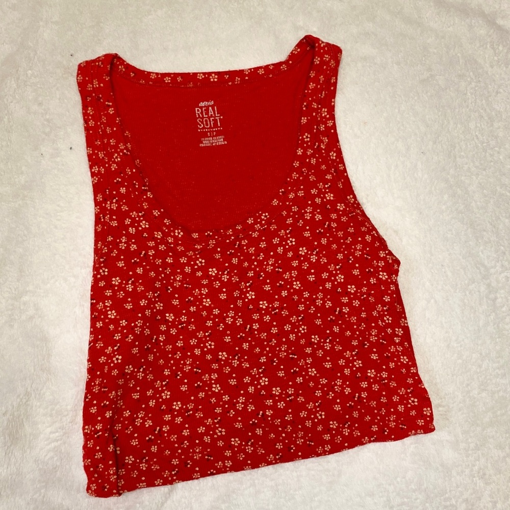 Red floral  print Arie tank. Size small